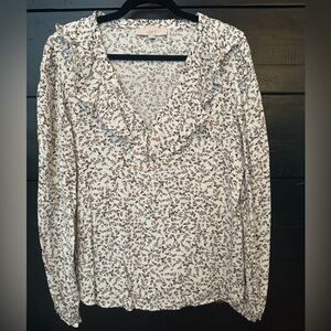 LOFT Floral Ruffled Long Sleeve Blouse